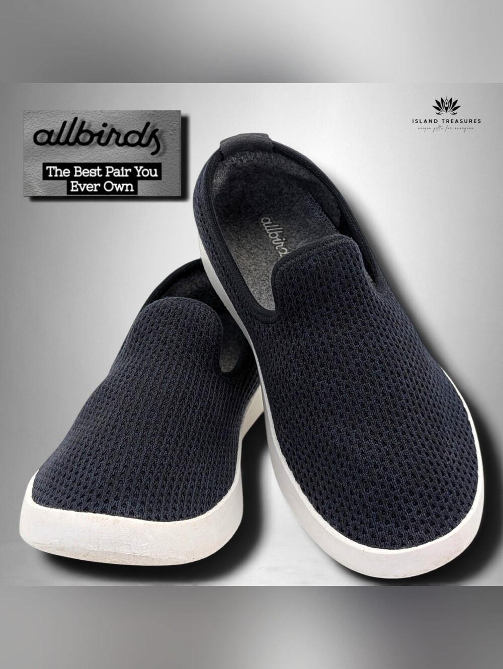Allbirds Sz 7 Women's Tree Loungers Navy Night Slip-On Sneakers White Sole EU 37